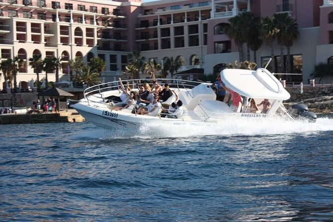 Comino, The Blue Lagoon & Caves Powerboat from St Julian's - Starting in St Julian’s: Sun and Fun’s base at Corinthia Beach Resort
