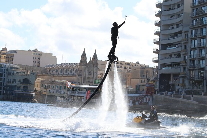 Flyboard Full Flight (30min) - The 45-minute flow: land practice then Spinola Bay
