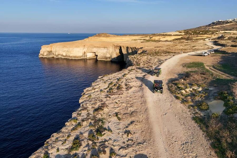 From Malta: All Inclusive Gozo Jeep Safari Tour + Comino - Dwejra Inland Sea and Wied Il-Ghasri: where the coast turns moody