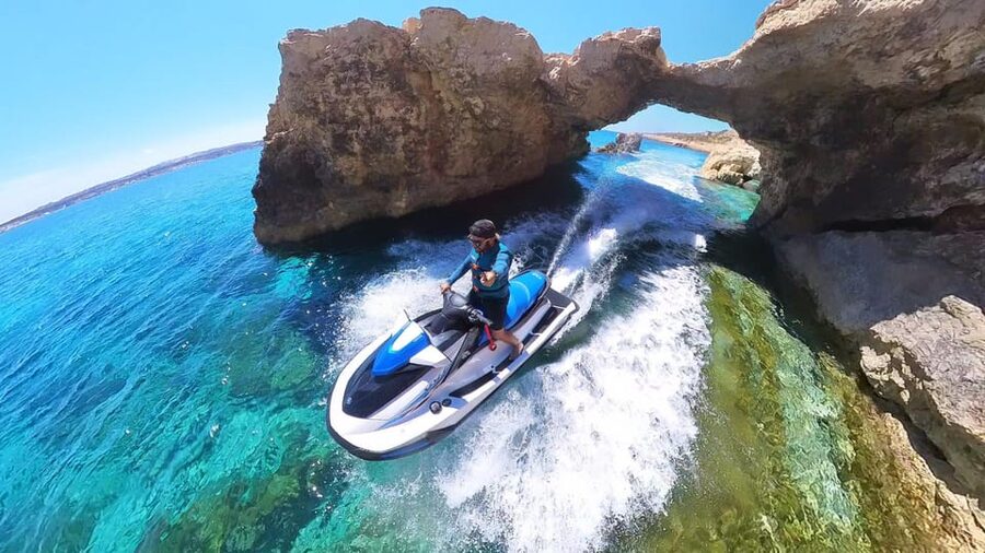 From Mellieħa: Comino, Blue Lagoon, and Gozo Jet Ski Tour - Comino caves and Santa Marija Bay from the water