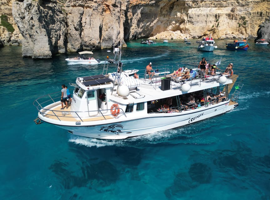 From Mellieha: Three Bay Cruise including the Blue Lagoon - The return route: Santa Maria Caves and Elephant Head viewpoints