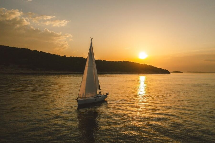 From Valletta: Romantic Sunset Cruise on a Sailing Yacht - How the sail frames Valletta and the Three Cities