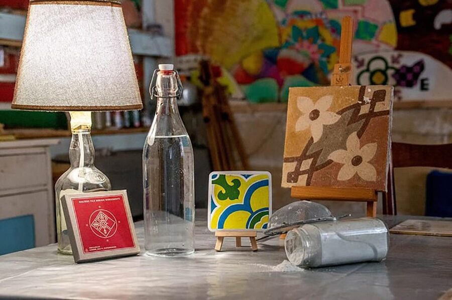Maltese Tile - Souvenir painting workshop with local - From concept to coaster: designing, transferring, and setting up your pattern