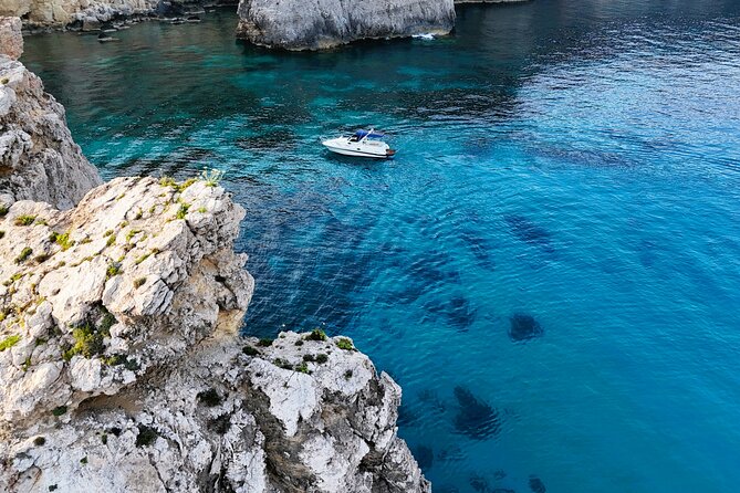 Private Boat Charter Blue Lagoon Crystal Lagoon Comino and Gozo - Santa Marija Bay and the Santa Marija Cave: the boat-only payoff