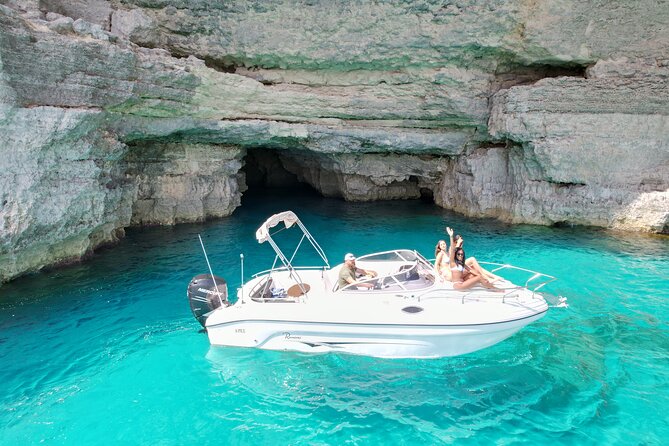 Private Boat Charter Comino, Blue Lagoon, Crystal Lagoon, Gozo - Marks and Dukes Window plus Smugglers Cave stops