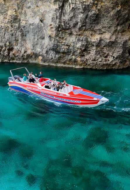 Sliema: Powerboat to Comino Caves & Blue Lagoon with a Swim - What the powerboat ride is like in real life, speed, music, and safety