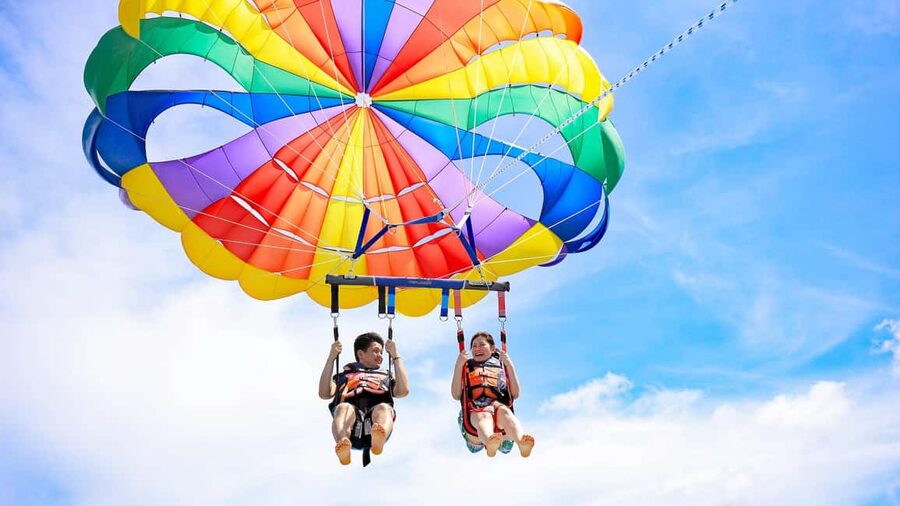 St. Julian's: Parasailing Flight with Photos and Videos - Entering the jetty zone near Verdi St. George’s Bay Marina