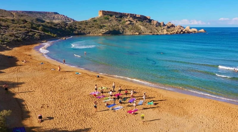 Sunday: Ghajn Tuffieha (Riviera) Beach Yoga Class - What to bring for comfortable beach yoga (and an actual post-yoga swim)
